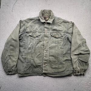 Vintage Saddle King Western Key Blanket Lined Canvas Trucker Jacket Mens XL USA
